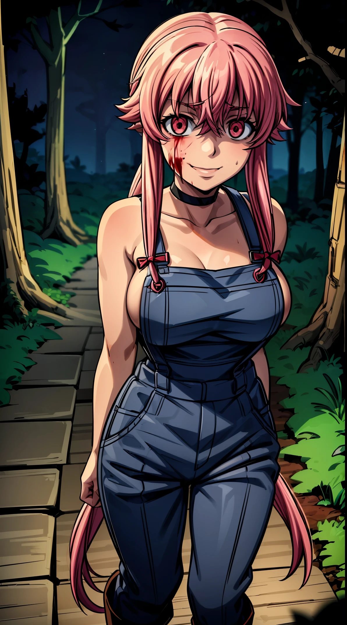 A cartoon picture of a woman with pink hair and overalls - SeaArt AI