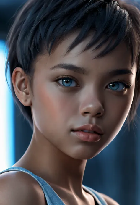 (best quality, Altas:1.2), (ultra-detalhado, extremamente detalhado), close-up portrait of a mixed-race girl, in Vray rendering ...