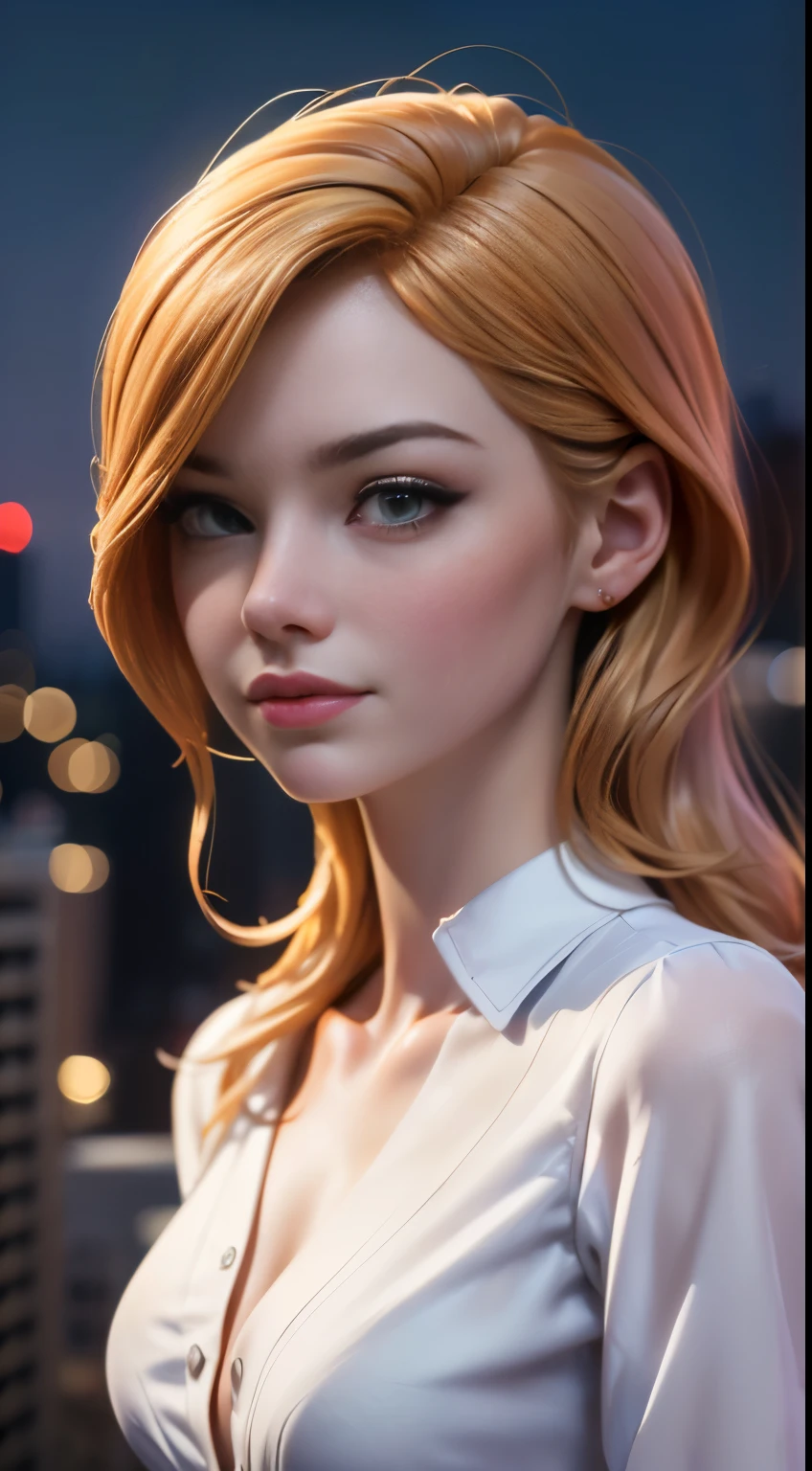 photo of Emma Stone, RAW, beautiful woman, ((portrait)), ((detailed face:1.2)), ((detailed facial feature, detailed skin, clear skin), (perfect proportioned body, small breasts), (wearing a shirt dress) (high detailed city environment, apartment balcony), (realistic photo, best quality, detailed), (8k wallpaper), (cinematic lighting, dramatic lighting) (sharp focus, intricate)