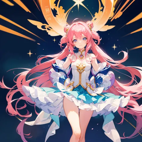 Anime star magical girl, sparkling magical girl, portrait of the magical girl, beautiful celestial mage, magical little girl, an...
