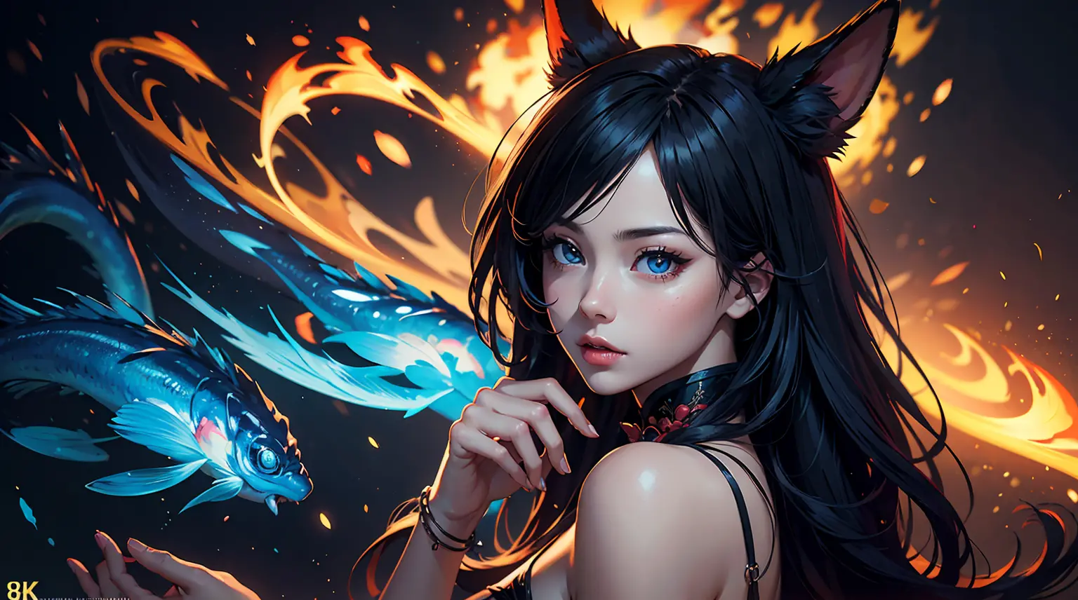 ahri, ((((single person, single girl)))), perfect breastull body shot)), highly detailed face, well defined face details, detail...