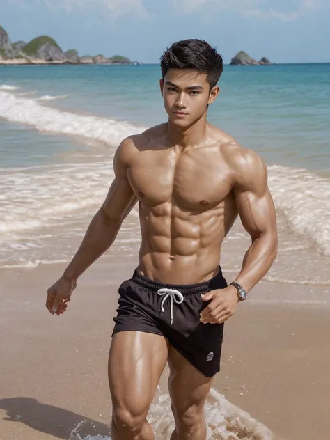 1boy, vietnamese male, a young handsome muscular boy, bodybuilder - SeaArt  AI