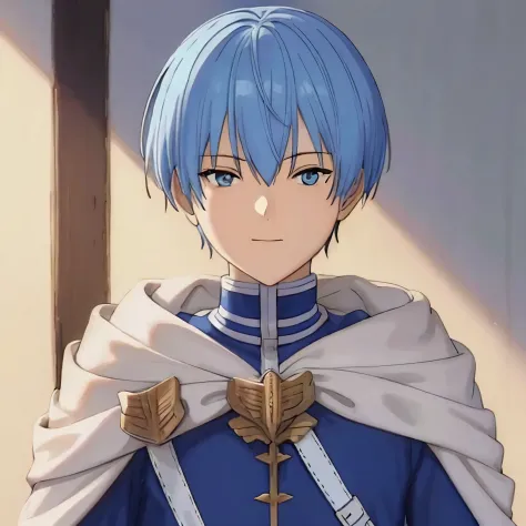 a close up of a person with blue hair wearing a blue uniform, male anime character, made with anime painter studio, tall anime guy with blue eyes, fire emblem, handsome guy in demon slayer art, detailed anime character art, fire emblem three houses, tensei...