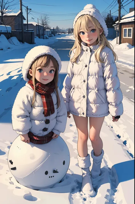 Perfect picture,,(Two Girls){naked girls}{Russians,A city covered with snow}(make a snowman){Beautiful }{hedonism},{Powder snow,...
