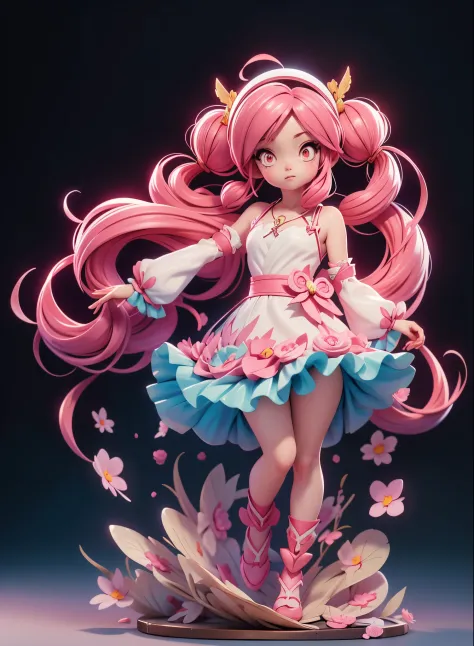 anime character with long pink hair and white dress, pink twintail hair and cyan eyes, 2. 5 d cgi anime fantasy artwork, officia...