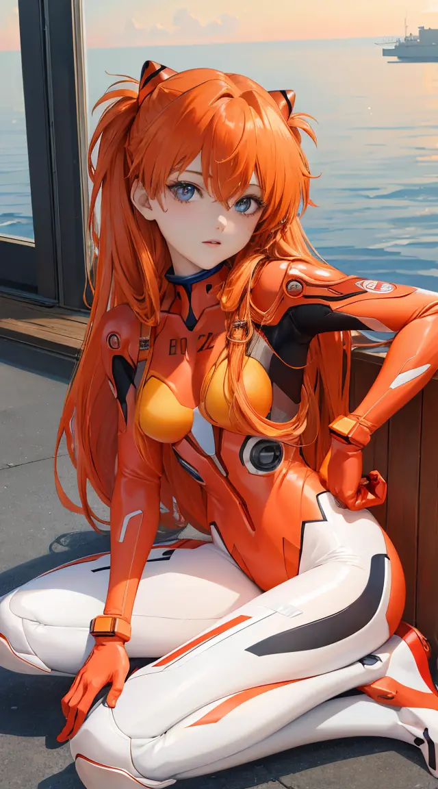 (tmasterpiece, quality, Best quality at best, offcial art, Beautiful and beautiful:1.2)Soryu Asuka Langley, Long orange hair，Shi...