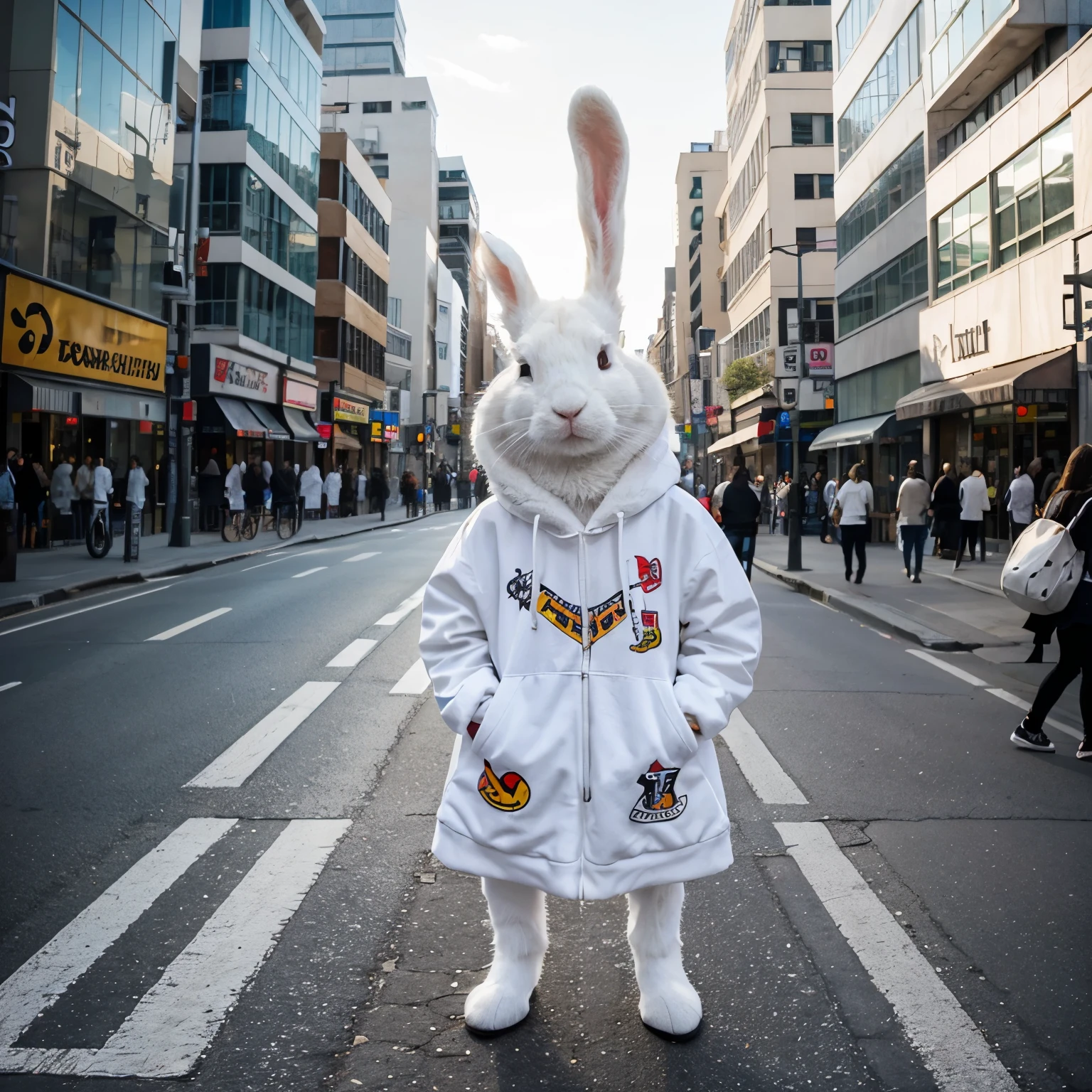 Araffe vestido con una bata blanca y un disfraz de conejo blanco. - SeaArt  AI