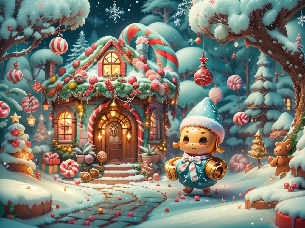 (tmasterpiece),（ultra - detailed:1.3），(close-up: 1.8), best quality，（棉花糖一样的白yuki:1.2），（christmas courtyard in blue fairy tale:1....