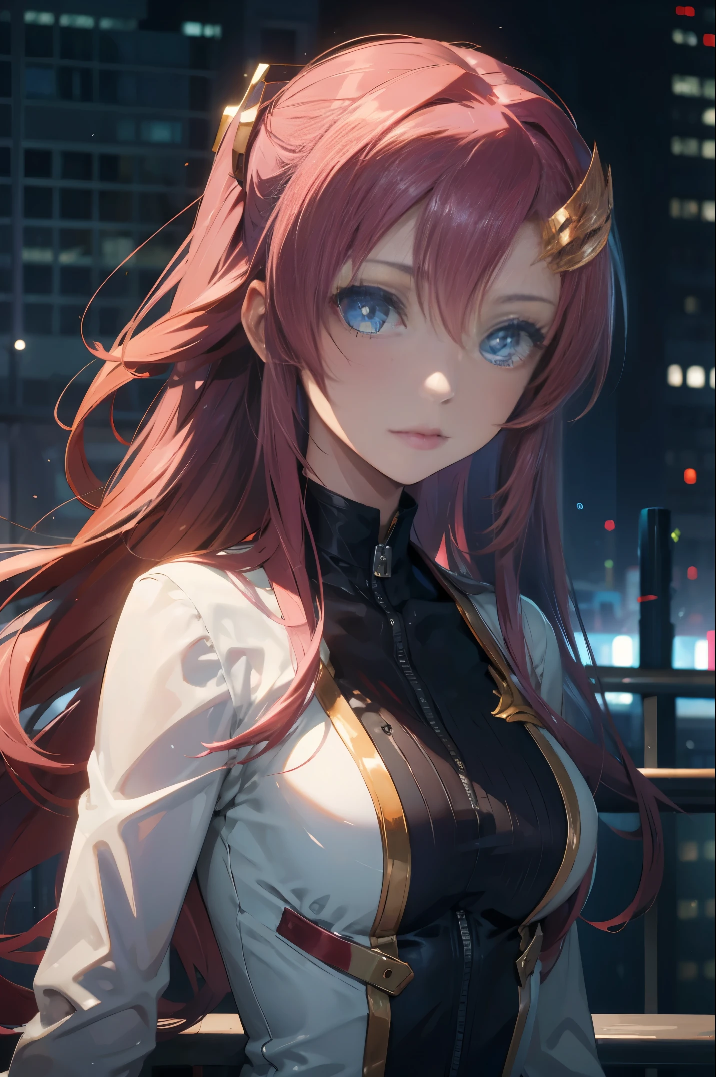 lacusclyne, lacus clyne, blue eyes, hair ornament, long hair, wave hair ornament, pink hair,
BREAK bodysuit, pilot suit, pink bodysuit, science fiction,
BREAK outdoors, city,
BREAK looking at viewer, BREAK (masterpiece:1.2), best quality, high resolution, unity 8k wallpaper, (illustration:0.8), (beautiful detailed eyes:1.6), extremely detailed face, perfect lighting, extremely detailed CG, (perfect hands, perfect anatomy),