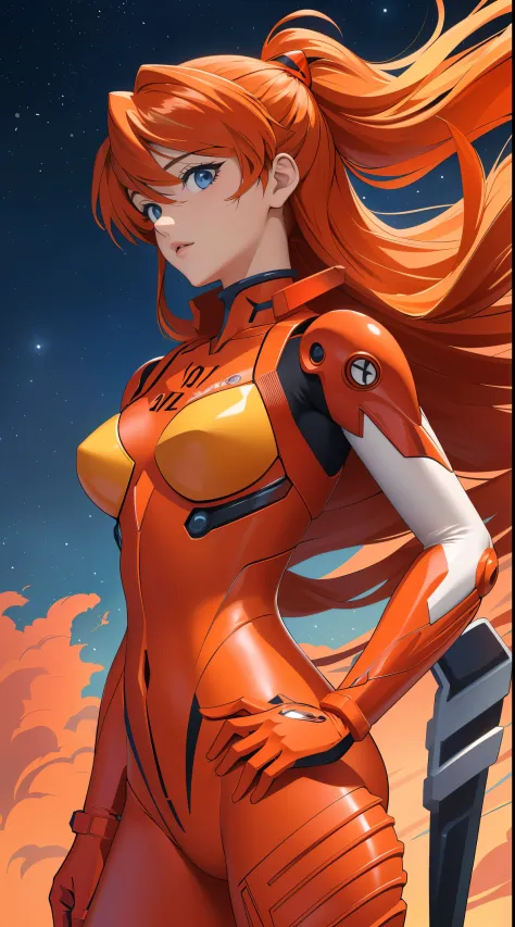 (tmasterpiece, quality, Best quality at best, offcial art, Beautiful and beautiful:1.2)Soryu Asuka Langley, Long orange hair，Shi...