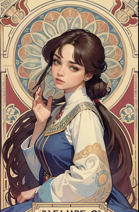 ((tmasterpiece)), (Best quality), (Cinematic),  in an art nouveau style, Watercolor painting , lunar goddess , derly woman), age...