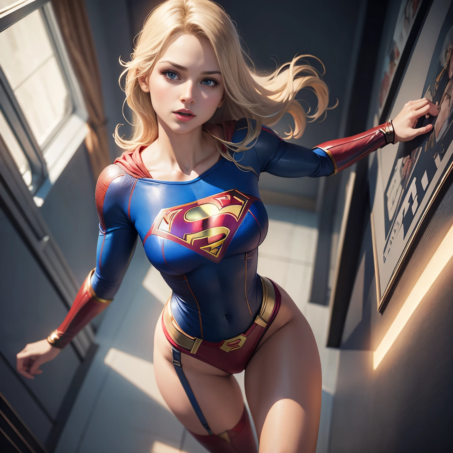 A woman in a superman costume posing for a picture SeaArt AI