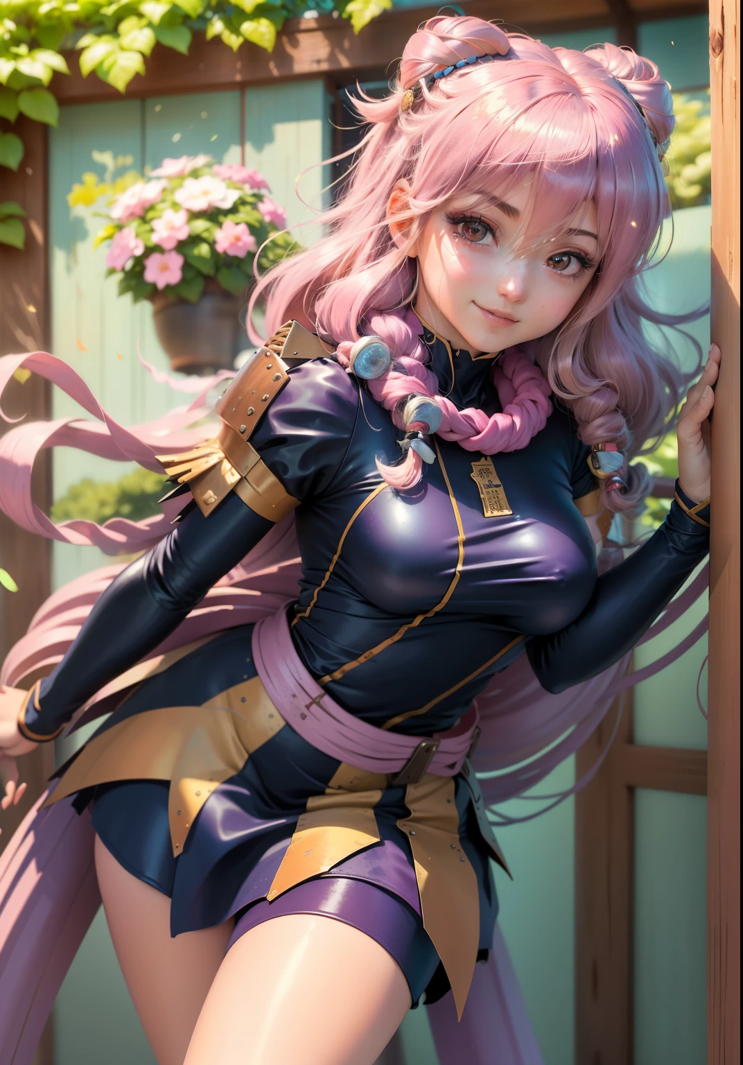 (shampoowaifu: 1), Beautiful, smile, pose casual, lilac hair,  provocative,challenging eyes, bright Eyes, chinese long suit, Red dress, riding bicycle, delivering food at home 

(realist: 1.2), (realism), (masterpiece: 1.2), (best detailed calidra), (8k, 4k, Intricate), (full body shot: 1), (85 mm), light particles, (Very detailed: 1.2), (detailed face: 1.2), (degraded), colorful and detailed lilac eyes

(Japanese Garden House)(detailed background), (Angle Dynamic: 1.2), (dynamic  pose: 1.2),