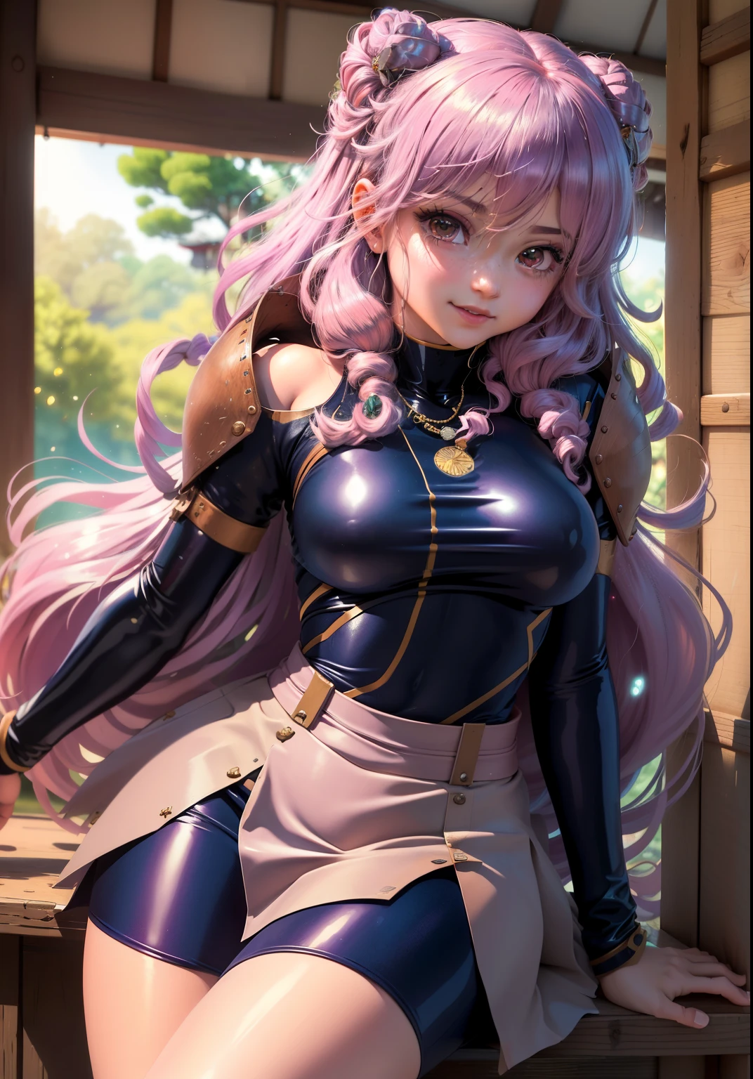 (shampoowaifu: 1), Beautiful, smile, pose casual, lilac hair,  provocative,challenging eyes, bright Eyes, chinese long suit, Red dress, riding bicycle, delivering food at home 

(realist: 1.2), (realism), (masterpiece: 1.2), (best detailed calidra), (8k, 4k, Intricate), (full body shot: 1), (85 mm), light particles, (Very detailed: 1.2), (detailed face: 1.2), (degraded), colorful and detailed lilac eyes

(Japanese Garden House)(detailed background), (Angle Dynamic: 1.2), (dynamic  pose: 1.2),