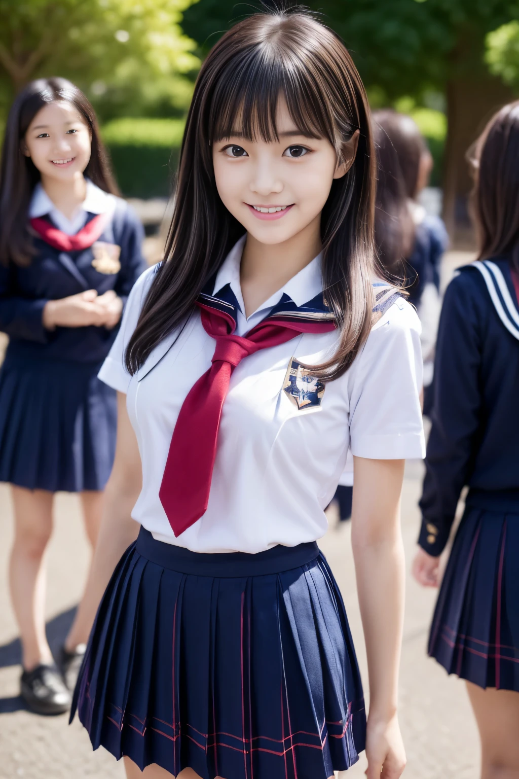 Arafed asian girl in a school uniform posing for a picture - SeaArt AI