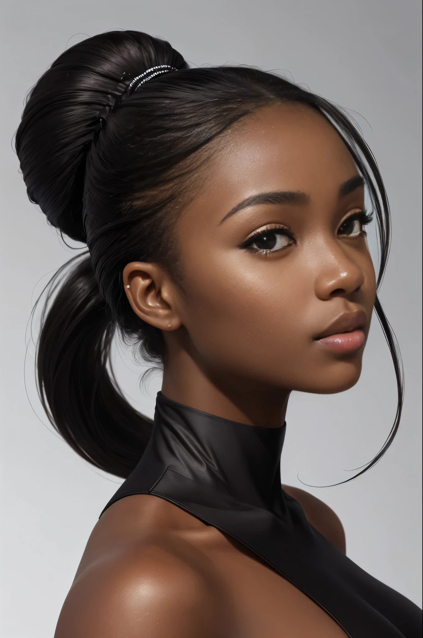 (masterpiece, best quality), deep ebony 1girl, beautiful face, ponytail hair