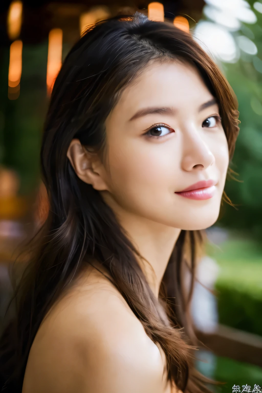 A close up of a woman with long hair and a white top SeaArt AI