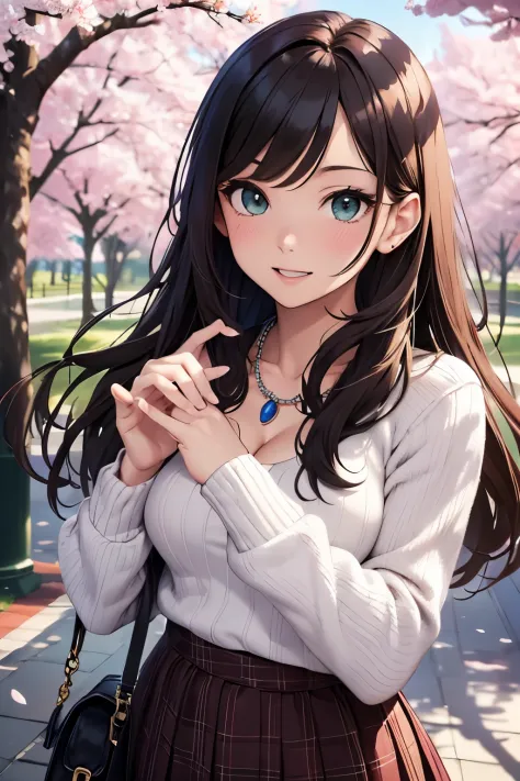 ((masutepiece, Best Quality, hight resolution, nffsw, Perfect Pixel, depth of fields, 4K, nffsw, nffsw))), 1girl in, Single, Solo, Beautiful anime girl, Beautiful Art Style, Anime Character, ((Long hair, Bangs, Brown hair)), ((Green eyes:1.4, rounded eyes,...