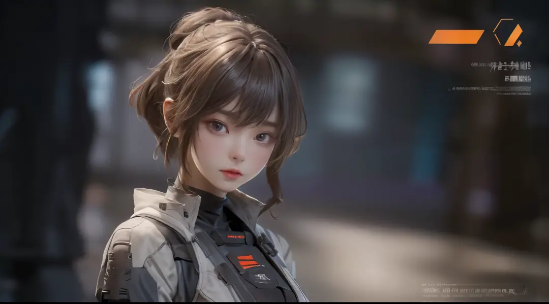 The alone young short light brown hair with purple eye woman as the lone character, stand alone, Carry a Sniper Rifle , sci-fi c...