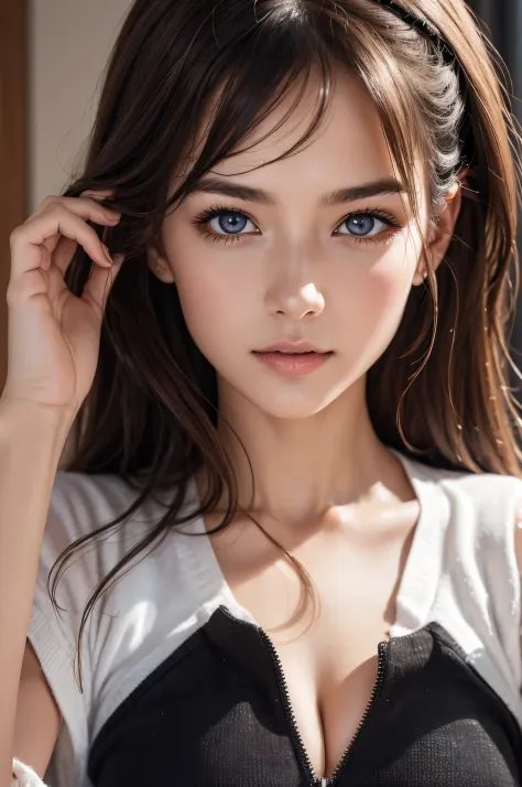 1girl in, ((Best Quality)), (Ultra-detailed), (extremely detailed CG unified 8k wallpaper), Highly detailed, High-definition raw color photos, Professional Photography, Brown hair, Amazing face and eyes, Pink eyes, (amazingly beautiful girl), School, crass...