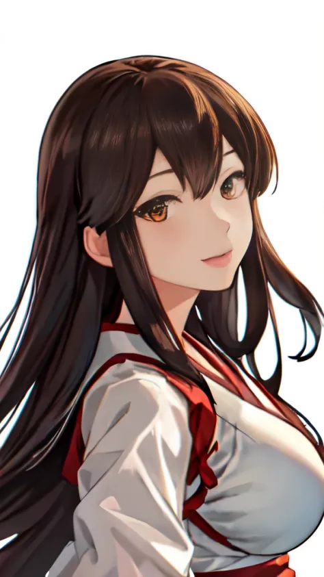 best quality, masutepiece, hight resolution, solo, {akagi_kantai collection:1.15}, long_hair, brown_hair, brown_eyes, muneate, t...