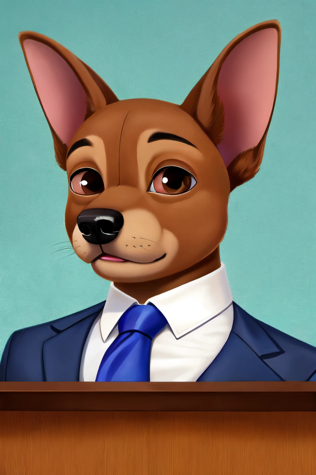 A smart brown chihuahua that looks like a banker