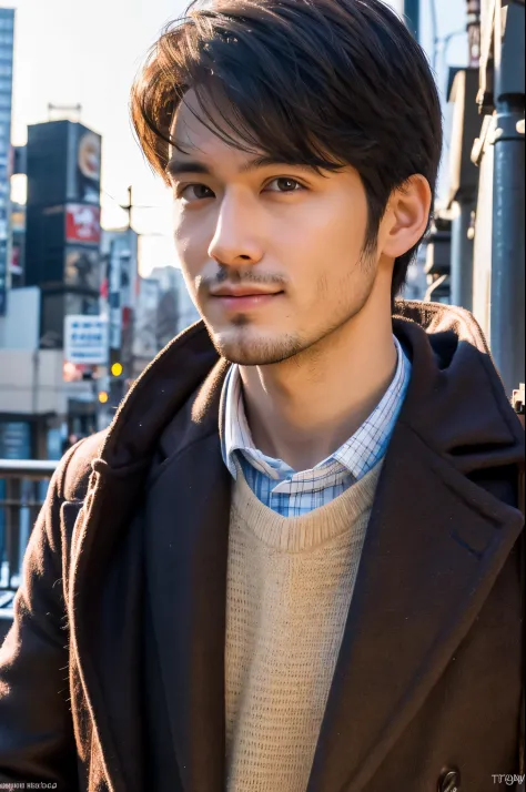 Photorealsitic, 8K full body portrait, a handsome, a 25-year-old man, A charming expression, detailed face details, TOKYOcty, Wi...