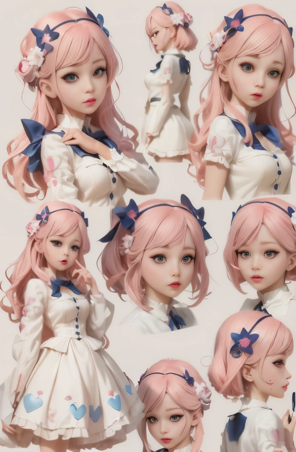 A close up of a doll with different poses of a girl - SeaArt AI