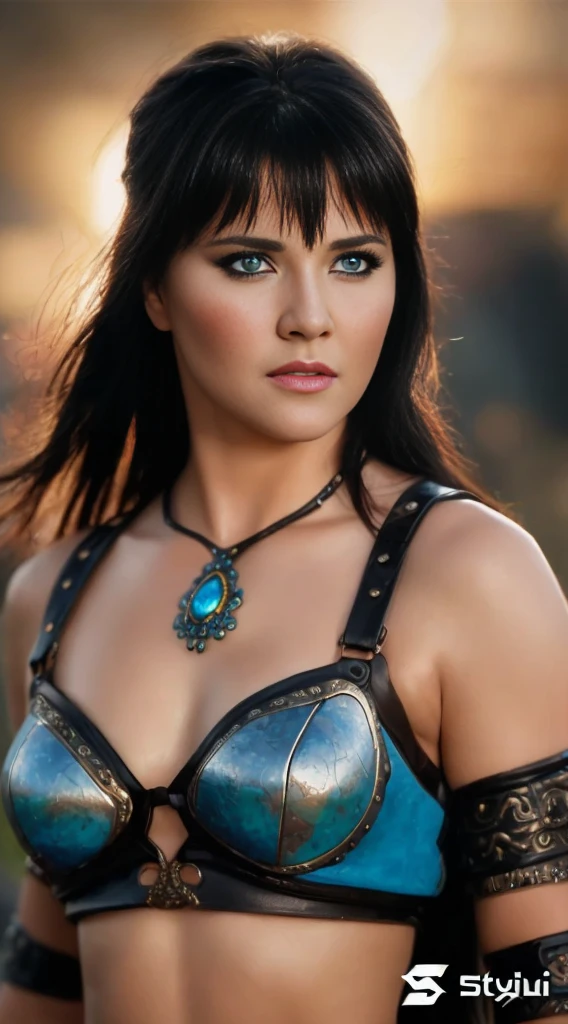 (melhor qualidade,realista),Xena,rosto idêntico e perfeito,Olhos azuis claros,corpo perfeito,cores vivas,recursos detalhados,iluminação de estúdio, expressão séria