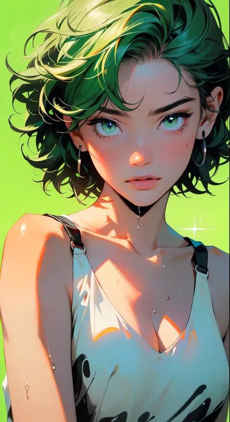 girl youtuber,(((1girl))),((extremely cute and beautiful green curly-haired girl)),

(short breasts:1.4),(((green curly hair:1.3...