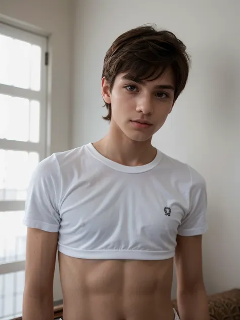 Twink shy 18 year old man, posing in front of the mirror. delgado - SeaArt  AI