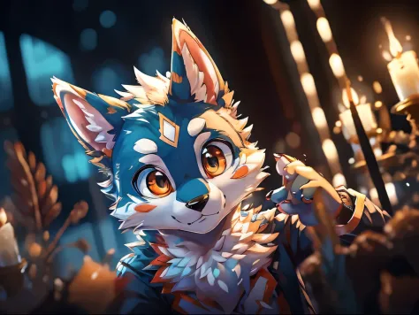 top quality, best quality, masterpiece, super high resolution, detailed background, good lighting((colorful water in  tube))laboratory(highly detailed beautiful face and eyes)absurdres, perfect anatomy(handsome 1boy, kemono, solo focus, white coat)(furry)(...