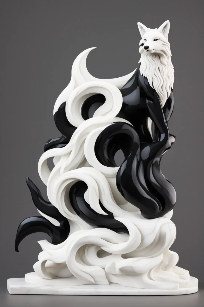 fox sculpture Material - Marble Black Background