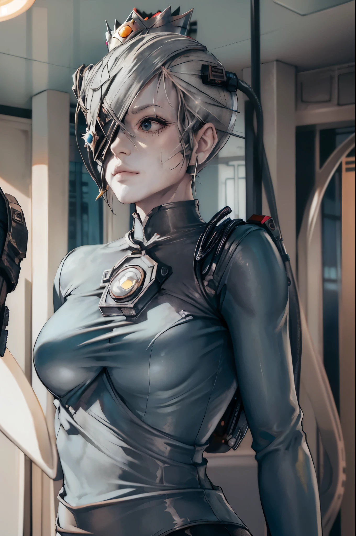 borg cyborg bald gray skin veins metal armor cable eyepatch rosalina
luma
crown