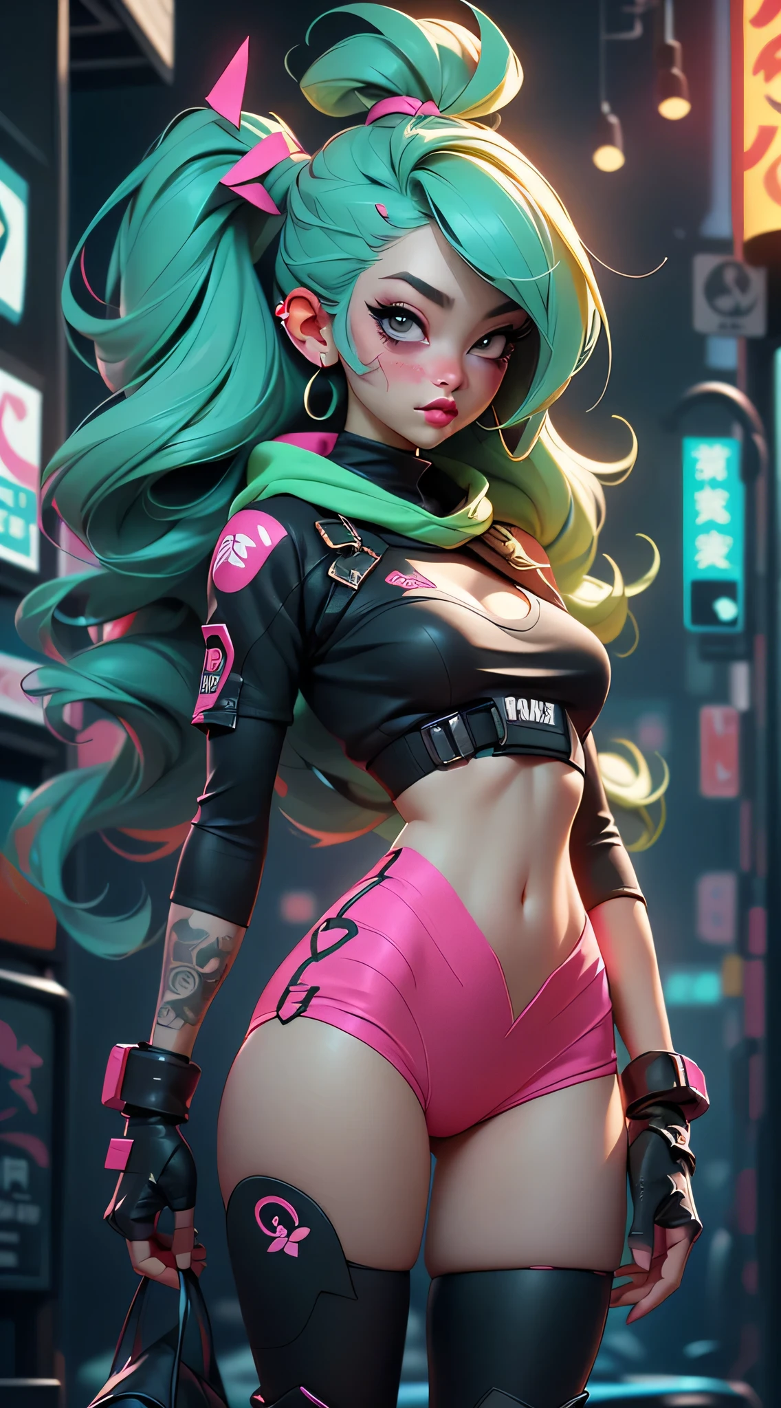 ((最好's质量, Best resolution, award winning portrait, offcial art)), ((完美's杰作)), ((实际's)) and ultra-detailed p热'sography of a 1nerdy cyberpunk girl with goth and post apocalyptic colors. She's having ((Long mint-colored hair)), dressed in (原宿风格's赛博朋克科技服装上衣) And one more (Harajuku Style Cyberpunk Tech Clothing Bottoms:1.2) , ((the most beautiful and 性感's aesthetic)), 性感's, 超级巨大巨大's山雀, Cleavage display, 热's, 性感's, 's, 's