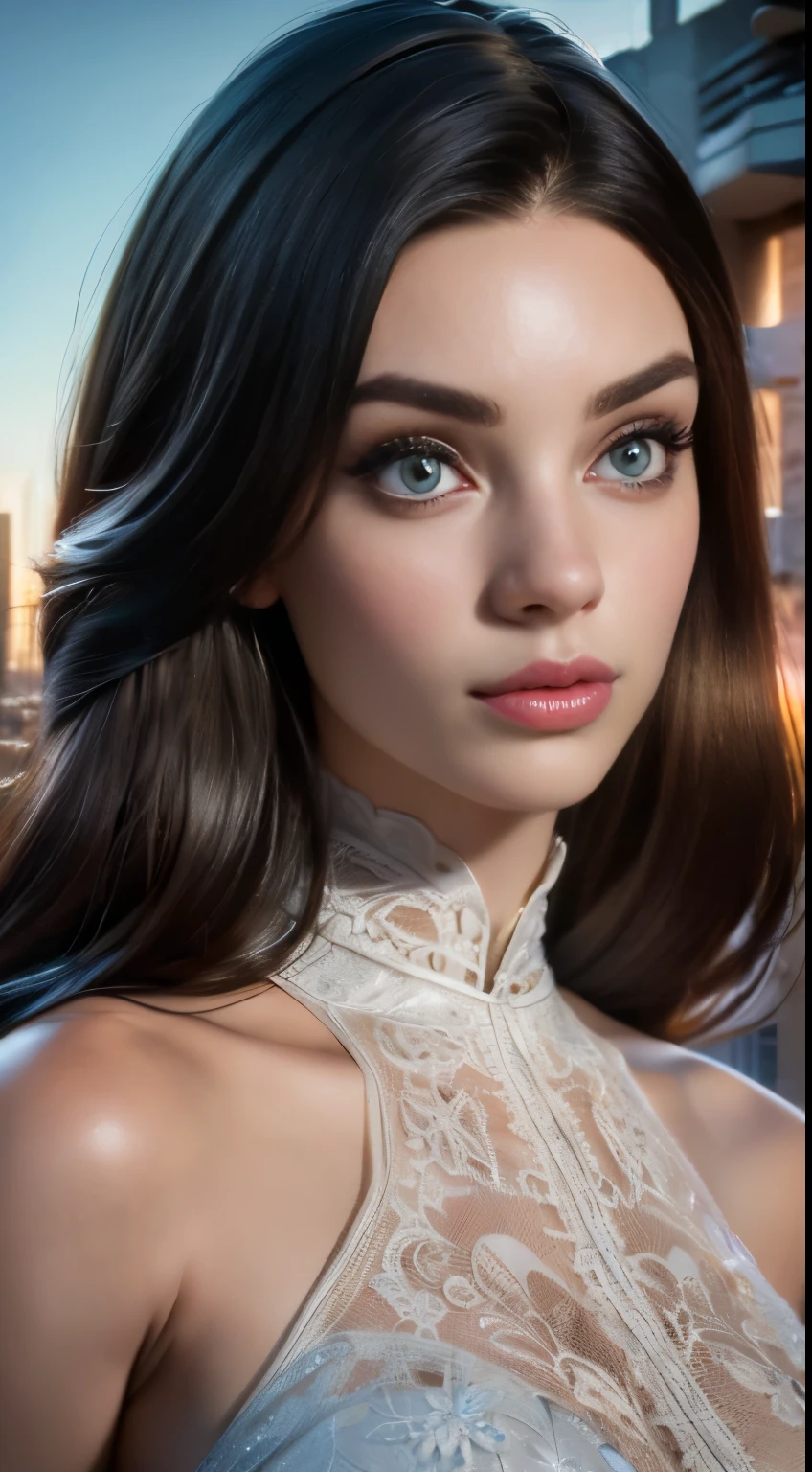 photo of Lana Rhoades, RAW, beautiful woman, ((portrait)), ((detailed face:1.2)), ((detailed facial feature, detailed skin, clear skin), (perfect proportioned body), (wearing a colorful sexy dress) (high detailed city environment, apartment balcony), (realistic photo, best quality, detailed), (8k wallpaper), (cinematic lighting, dramatic lighting) (sharp focus, intricate)