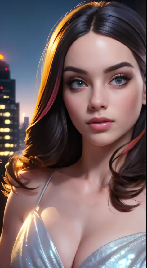 photo of Lana Rhoades, RAW, beautiful woman, ((portrait)), ((detailed face:1.2)), ((detailed facial feature, detailed skin, clear skin), (perfect proportioned body), (wearing a colorful sexy dress) (high detailed city environment, apartment balcony), (real...