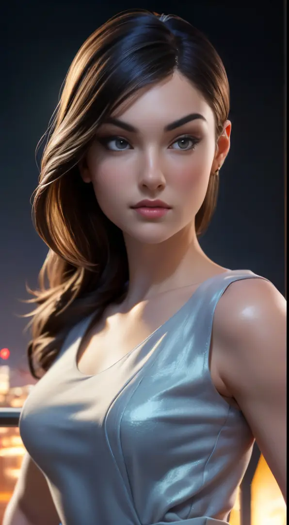 photo of Sasha Grey, RAW, beautiful woman, ((portrait)), ((detailed face:1.2)), ((detailed facial feature, detailed skin, clear skin), (perfect proportioned body), (wearing a colorful sexy dress) (high detailed city environment, apartment balcony), (realis...