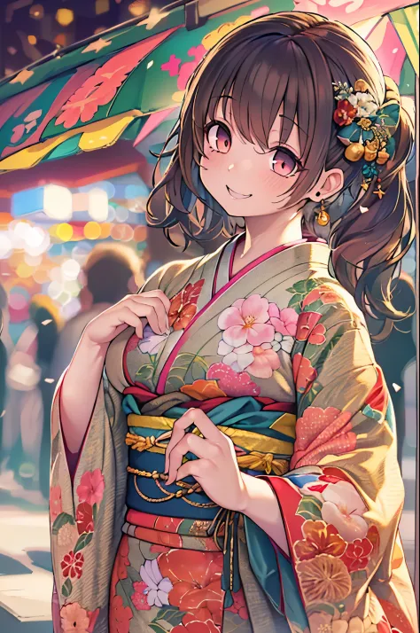 (((of the highest quality, 8K, masutepiece))), Beautiful woman with perfect figure in sharp focus), slender, (Hairstyle:  ass hole up)), ((Kimono: CALA)), Street: 1.2 Highly detailed face and skin texture Detailed eyes Double eyelids Random posture, (Smile...
