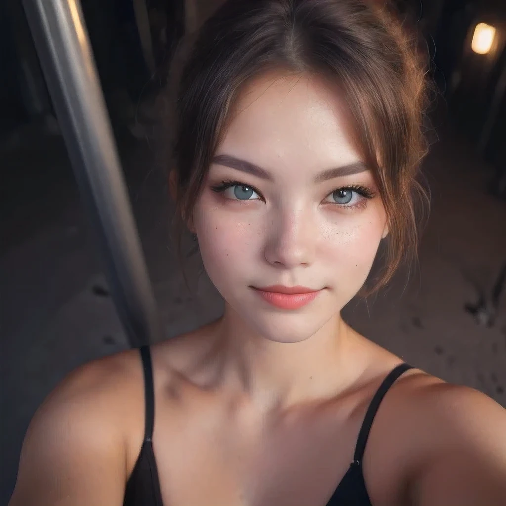 (selfie, vue de dessus: 1.4), (moitié droite du corps: 1.4), Photo portrait RAW UHD d&#39;une blonde de 24 ans (Femme aux yeux bleus) marcher dans une ruelle sombre, gros seins,, city at nuit, (jupe), (encolure), détails (textures! , cheveux! , Paillettes, couleur!! , désavantages: 1.1), yeux brillants avec beaucoup de détails (en regardant la caméra), Éclairage reflex, appareil photo reflex, ultra-qualité, acuité, profondeur de champ, grain de film (centre), Fujifilm XT3, clair comme de l&#39;eau de roche, frame centre, Beau visage, netteté, lampadaire, éclairage au néon, bokeh (faiblement éclairé), nuit, (nuit sky), pores de peau détaillés, la peau grasse, coup de soleil, complex eye détails, tout le corps, gros seins