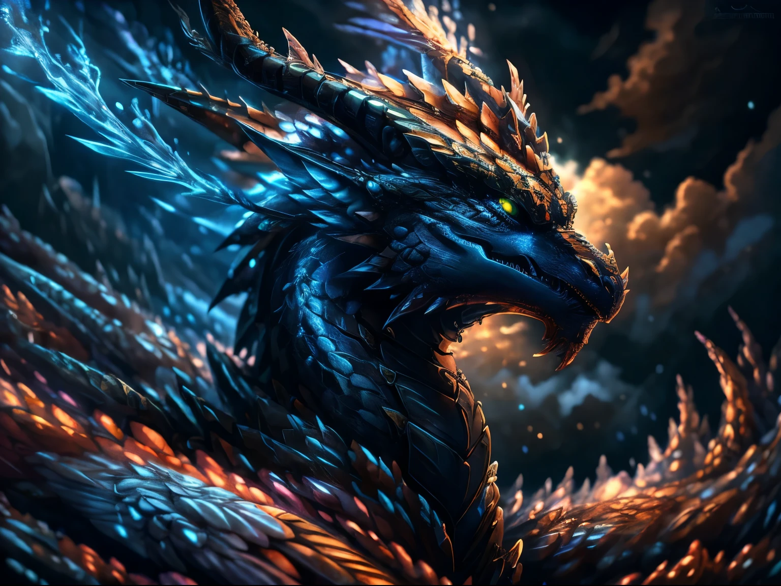 a close up of a dragon flying - SeaArt AI