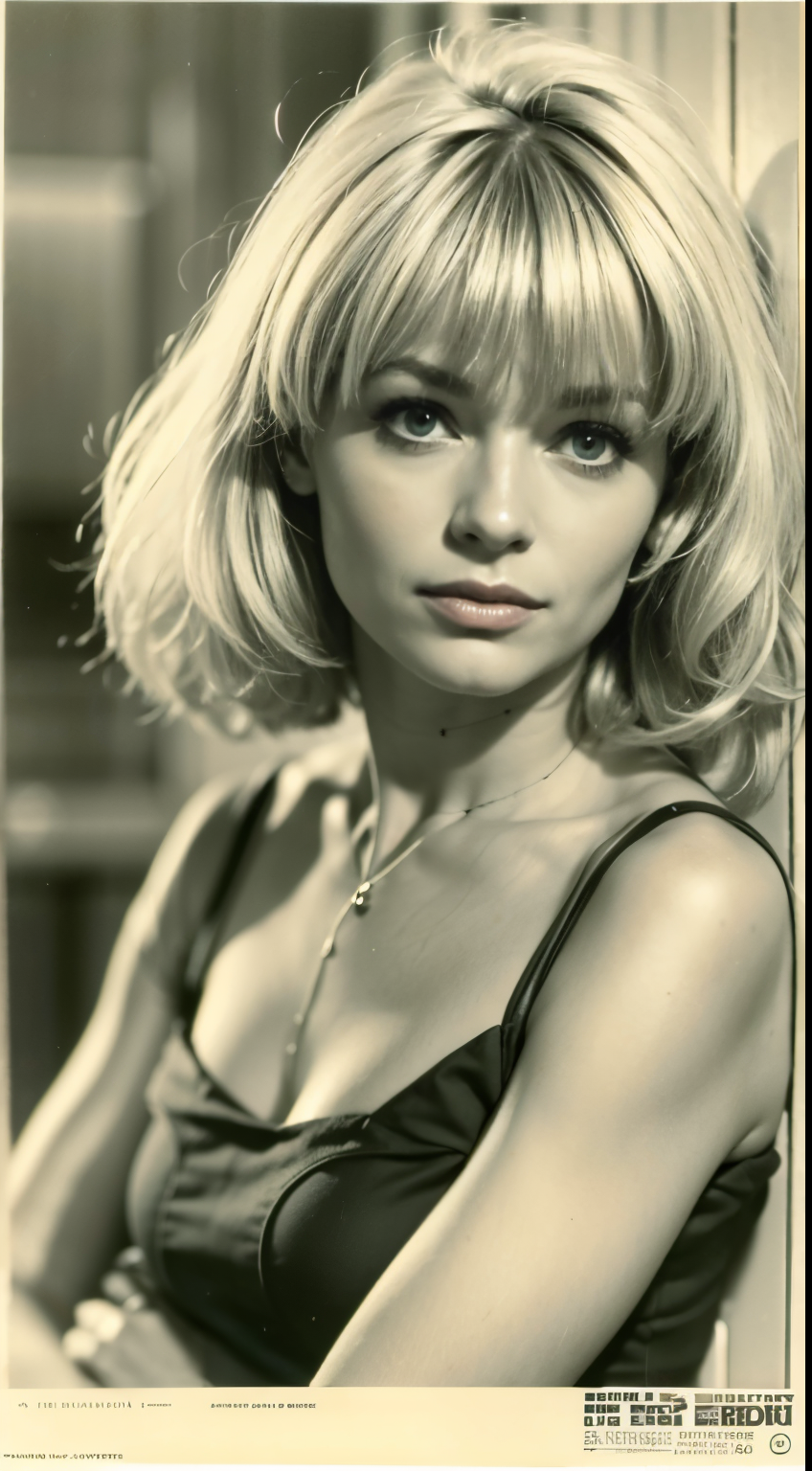 french female actor 1966, inspired by louis de funes movies, Mireille Darc, BRIGITTE BARDOT, female actor, beautiful, graceful actress, cinematic, poster art