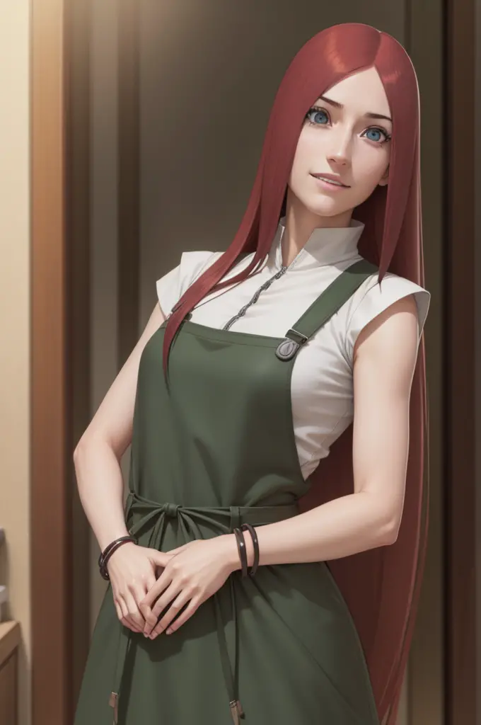 kushina, kushina, long hair, hair ornament, red hair,  red head, hairclip, (grey eyes:1.5),
BREAK shirt, dress, jewelry, white s...