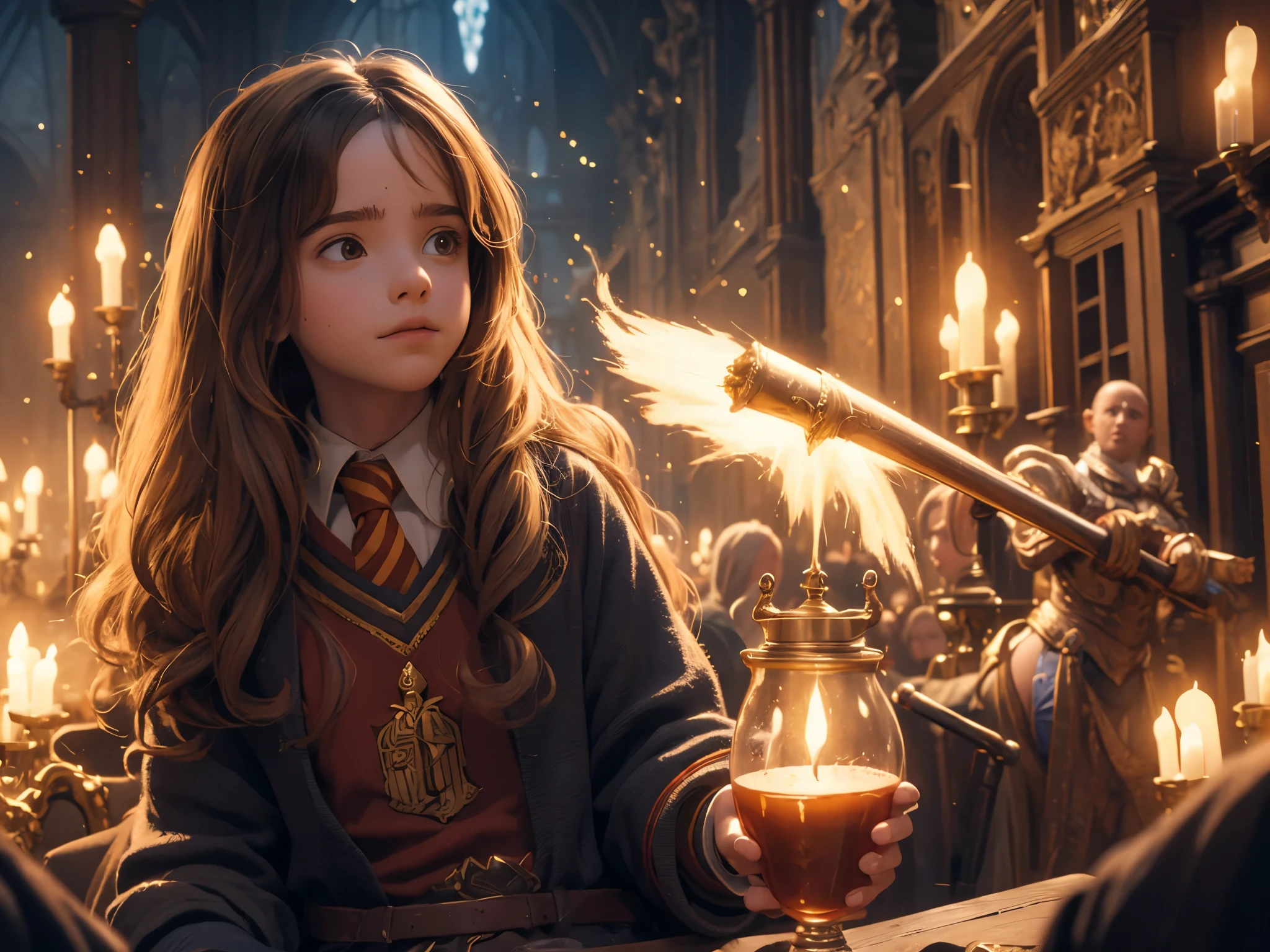 1girl, only, hermione granger, beautiful, In front, Masterpiece, Fantasy, magical, Magician