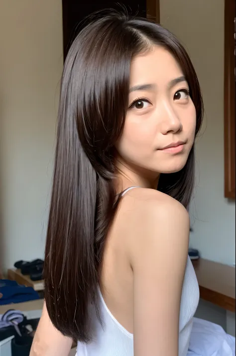 (High reality photograph, high resolusion, detailed face, detailed eyes), Japanese lady, 40 years old, various face expression, solo:1, skinny figure, medium breasts, emphasizing very thin waist, beautiful buttocks, various hair style, knit dress, back-sty...