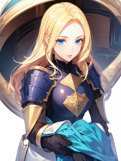 ((best quality)), ((masterpiece)), (detailed), perfect face, Girl with blonde hair, knight armor , high detailed, full body, 4k,...