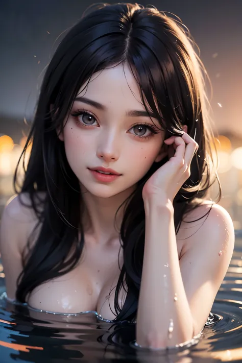 Best quality, Masterpiece, A high resolution, 1wet girl, Smile, Closed mouth,Lips, A long-haired, Detailed beautiful eyes,detailed eyelash, Beautiful face,after sexing_Body, Tyndall effect,Photorealistic, rim lit, twotonelighting,(highdetailskin:1.2), 8K  ...