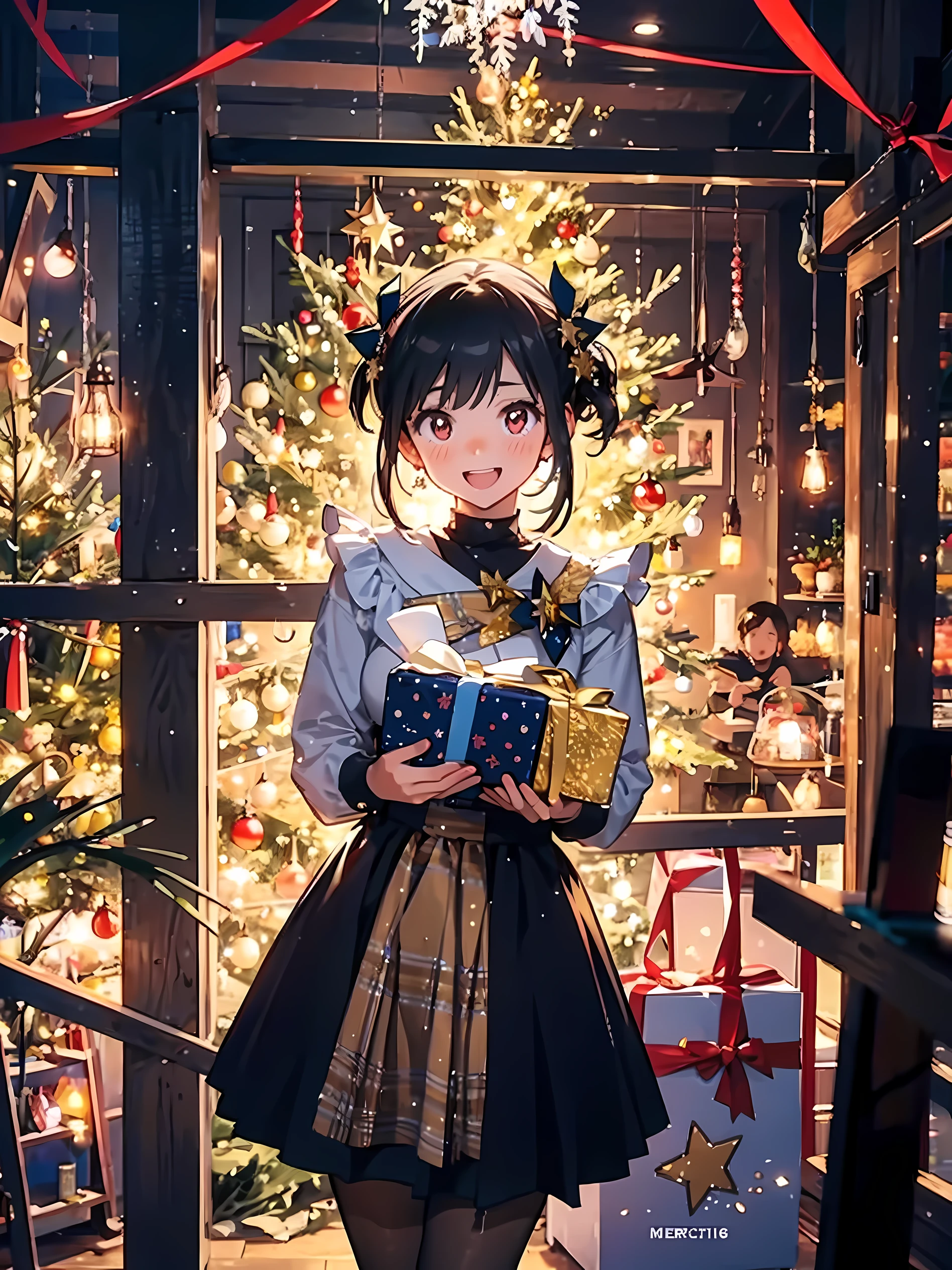 (Masterpiece in maximum 16K resolution:1.6), (intricate detail:1.4), (extremely insane detail:1.4),(highest quality:1.3). | Realistic,gifts,table,Christmas tree,decorations,wrapping ,bows,ribbon,presents,holiday spirit,vibrant colors,warm lighting,cozy atmosphere,toys,cards,candles,snowflakes,joyful,celebration,exquisite details,exciting surprises,shiny ornaments,sparkling tinsel,beautifully wrapped,excited children,anticipation,festive mood,magical ambiance,delightful moment,wonderful memories,family gathering,cheerful faces,Christmas magic,extravagant,abundance of presents,HDR,UHD,studio lighting,ultra-fine painting,sharp focus,physically-based rendering,professional,vivid colors,bokeh.