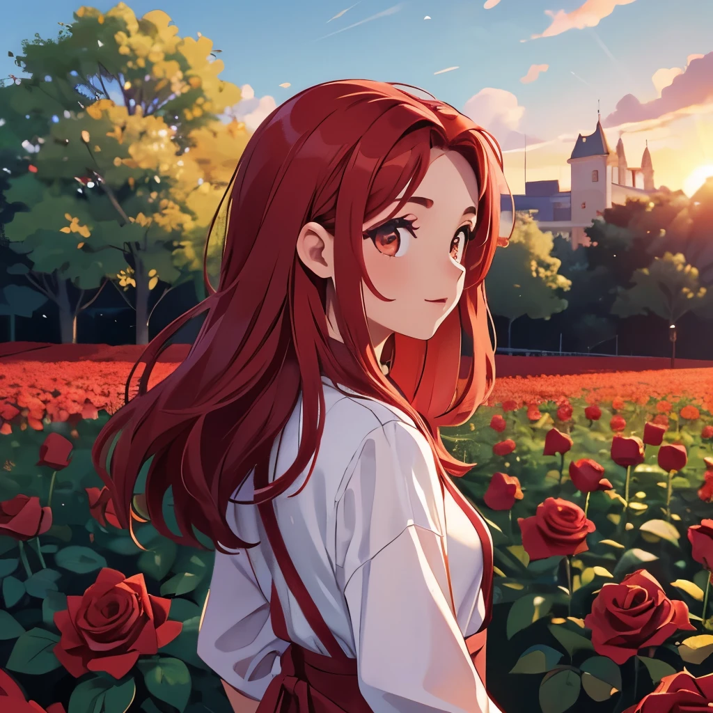 Red Hair Boy, setting is a garden of red roses, and the scorching sun