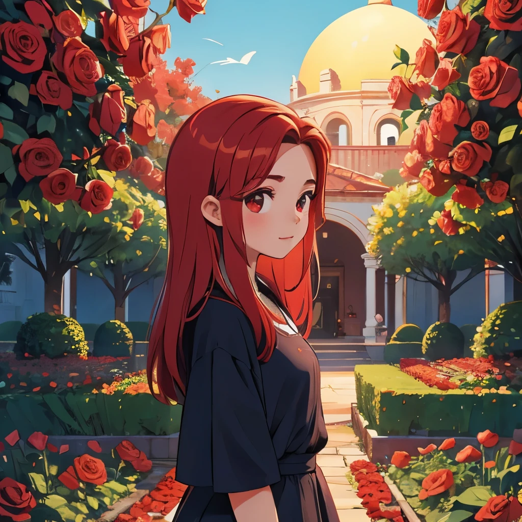 Red Hair Boy, setting is a garden of red roses, and the scorching sun